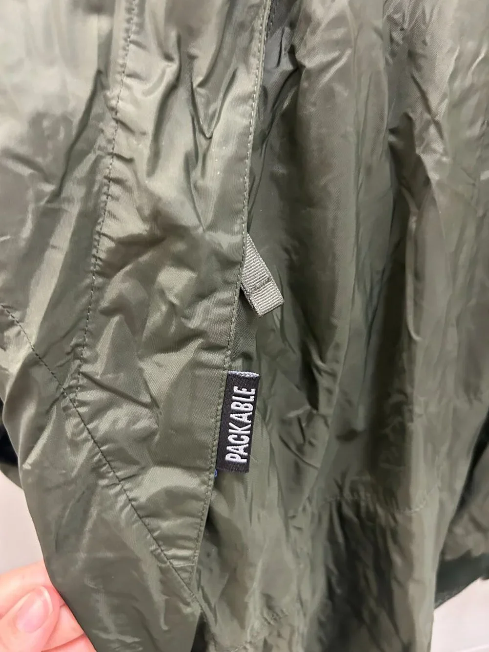 Cabela's Rain Jacket Green Windbreaker XL Regular Hooded Lightweight Packable